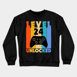 Level 24 Unlocked Funny Video Gamer Birthday Novelty T-Shirt Crewneck Sweatshirt